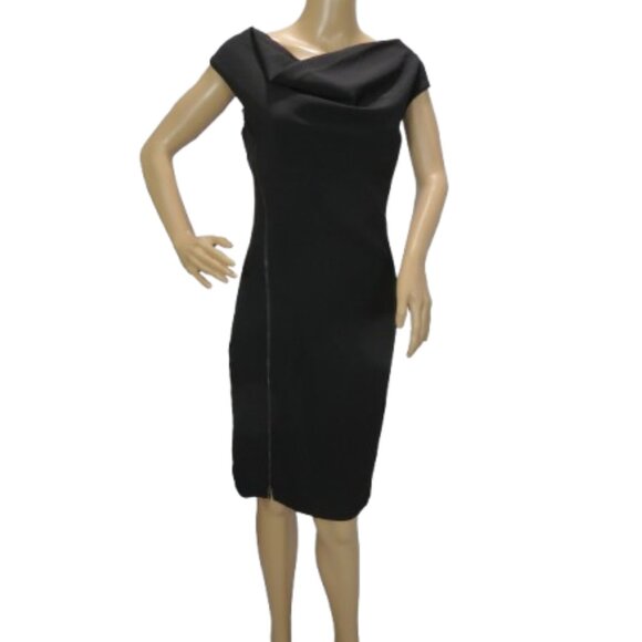 Evan Picone Black Cowl Neck Sheath Dress - Picture 1 of 7